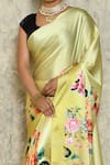 Buy_Khwaab by Sanjana Lakhani_Yellow Satin Floral Pattern Saree _Online_at_Aza_Fashions