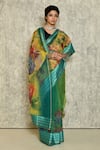 Nazaakat by Samara Singh_Green Organza Printed Floral Saree_Online_at_Aza_Fashions