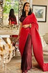 Buy_Tasuvure Indes_Red Pleated Polyester Embroidery Round Saree Gown With Blouse _at_Aza_Fashions