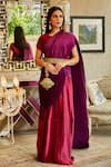 Shop_Tasuvure Indes_Pink Pleated Polyester Embroidery Round Saree Gown With Blouse  _at_Aza_Fashions