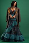Nidhi Yasha_Green Viscose Embroidered Jacket_Online_at_Aza_Fashions