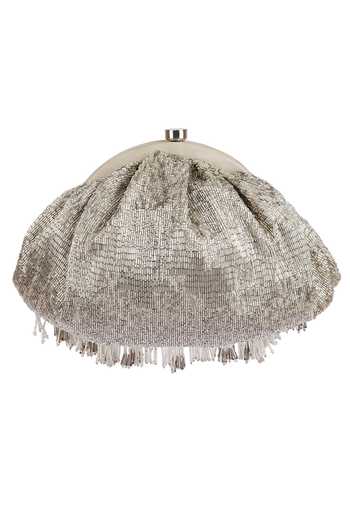 Buy_Lovetobag_Silver Crystals, Beads Fringed Soft Pouch _Online_at_Aza_Fashions
