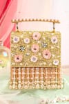 Buy_House Of Vian_Gold Beads, Pearls Firdaus Floral Embellished Clutch _at_Aza_Fashions