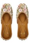 Buy_House Of Vian_Gold Floral Embellished Juttis _at_Aza_Fashions