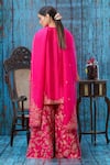 Shop_Label Niti Bothra_Pink Silk Embroidered Floral Notched Kurta Sharara Set _at_Aza_Fashions