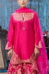 Buy_Label Niti Bothra_Pink Silk Embroidered Floral Notched Kurta Sharara Set _Online_at_Aza_Fashions