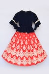 Shop_Fayon Kids_Red Velvet, Gingham, Cotton Zari, Embroidery Lehenga Set _at_Aza_Fashions