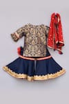 Shop Fayon Kids Blue Brocade, Silk, Georgette Embroidery, Sequins Kurta And Sharara Set at Aza Fashions Shop_Fayon Kids_Blue Brocade, Silk, Georgette Embroidery, Sequins Kurta And Sharara Set _at_Aza_Fashions