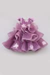Buy_Fayon Kids_Purple Cotton, Net, Denim Embroidery Ruffle Gown _at_Aza_Fashions