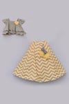 Fayon Kids_Grey Silk, Cotton Tassels, Fabric Flowers Embellished Lehenga Set _Online_at_Aza_Fashions