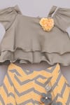 Buy_Fayon Kids_Grey Silk, Cotton Tassels, Fabric Flowers Embellished Lehenga Set _Online_at_Aza_Fashions