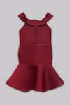 Shop_Fayon Kids_Maroon Lycra Fabric Flowers, Pearls Floral Fish Cut Dress _at_Aza_Fashions