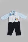 FAYON KIDS_Blue Suiting Printed Pant Set_Online_at_Aza_Fashions