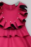 Fayon Kids_Pink Lycra Beads Flared Ruffle Dress _Online_at_Aza_Fashions