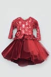 Buy_Fayon Kids_Maroon Sequins Embellished High Low Frock _at_Aza_Fashions