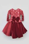 Shop_Fayon Kids_Maroon Sequins Embellished High Low Frock _at_Aza_Fashions