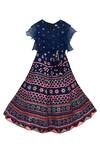 Buy_FAYON KIDS_Blue Organza Embroidered Lehenga Set _at_Aza_Fashions