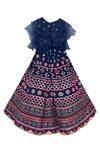 Shop_FAYON KIDS_Blue Organza Embroidered Lehenga Set _at_Aza_Fashions