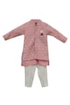 Buy_FAYON KIDS_Pink Cotton Silk Embroidered Sherwani Kurta Set _at_Aza_Fashions