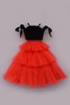 Shop_Fayon Kids_Black Cotton, Net, Lycra Sequins, Fabric Flowers Embellished Top And Skirt Set _at_Aza_Fashions