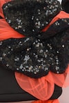 Fayon Kids_Black Cotton, Net, Lycra Sequins, Fabric Flowers Embellished Top And Skirt Set _Online_at_Aza_Fashions