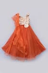Buy Fayon Kids Orange Cotton, Organza Sequins Embellished Lehenga Set at Aza Fashions Buy_Fayon Kids_Orange Cotton, Organza Sequins Embellished Lehenga Set _at_Aza_Fashions
