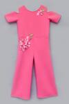 Buy_Fayon Kids_Pink Floral Applique Jumpsuit For Girls_at_Aza_Fashions