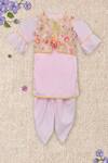 Buy_Fayon Kids_Pink Cotton Tassels Embroidered Kurta Set _at_Aza_Fashions