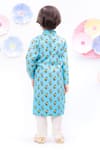 Shop_FAYON KIDS_Blue Cotton Printed Kurta Set _at_Aza_Fashions