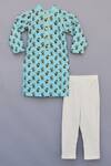 Shop_FAYON KIDS_Blue Cotton Printed Kurta Set _Online_at_Aza_Fashions