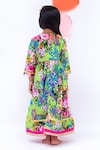 Shop_FAYON KIDS_Green Cotton Printed Anarkali_at_Aza_Fashions