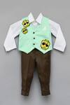 Buy_FAYON KIDS_Green Cotton Silk Waistcoat And Shirt Set _at_Aza_Fashions