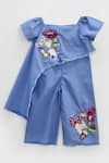 Buy_FAYON KIDS_Blue Cotton Embroidered Jumpsuit _at_Aza_Fashions