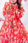 Shop_FAYON KIDS_Red Georgette Printed Flared Gown _Online_at_Aza_Fashions