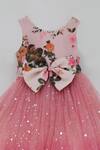 Fayon Kids_Pink Cotton, Net Sequins, Bows Embellished Gown _Online_at_Aza_Fashions