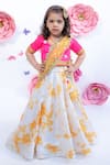 Buy_Fayon Kids_White Cotton, Silk, Chiffon Tassels, Embroidery Embellished Lehenga Set _at_Aza_Fashions
