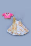 Fayon Kids_White Cotton, Silk, Chiffon Tassels, Embroidery Embellished Lehenga Set _Online_at_Aza_Fashions