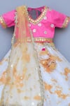 Fayon Kids_White Cotton, Silk, Chiffon Tassels, Embroidery Embellished Lehenga Set _at_Aza_Fashions