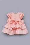 Shop_Fayon Kids_Peach Cotton, Silk Sequins Embellished Dress _Online_at_Aza_Fashions
