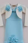 FAYON KIDS_Blue Lycra Embroidered Dress With Jacket _Online_at_Aza_Fashions