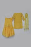 Shop_Fayon Kids_Yellow Crepe Embroidery Kurta Set _at_Aza_Fashions