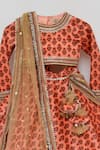 Fayon Kids_Orange Cotton, Net, Velvet Sequins, Embroidery Printed Lehenga Set _Online_at_Aza_Fashions