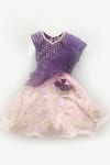 Buy_Fayon Kids_Purple Cotton, Net Tassels, Embroidery Lehenga Set _at_Aza_Fashions