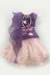 Shop_Fayon Kids_Purple Cotton, Net Tassels, Embroidery Lehenga Set _at_Aza_Fashions