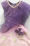 Fayon Kids_Purple Cotton, Net Tassels, Embroidery Lehenga Set _Online_at_Aza_Fashions