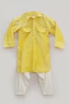 Buy_Fayon Kids_Yellow Cotton, Chanderi Embroidery Kurta Set _at_Aza_Fashions