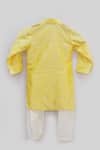 Shop_Fayon Kids_Yellow Cotton, Chanderi Embroidery Kurta Set _at_Aza_Fashions
