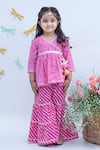 Buy_Fayon Kids_Pink Cotton Tassels Printed Kurta And Sharara Set _at_Aza_Fashions