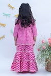 Shop_Fayon Kids_Pink Cotton Tassels Printed Kurta And Sharara Set _at_Aza_Fashions