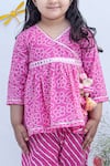 Fayon Kids_Pink Cotton Tassels Printed Kurta And Sharara Set _Online_at_Aza_Fashions